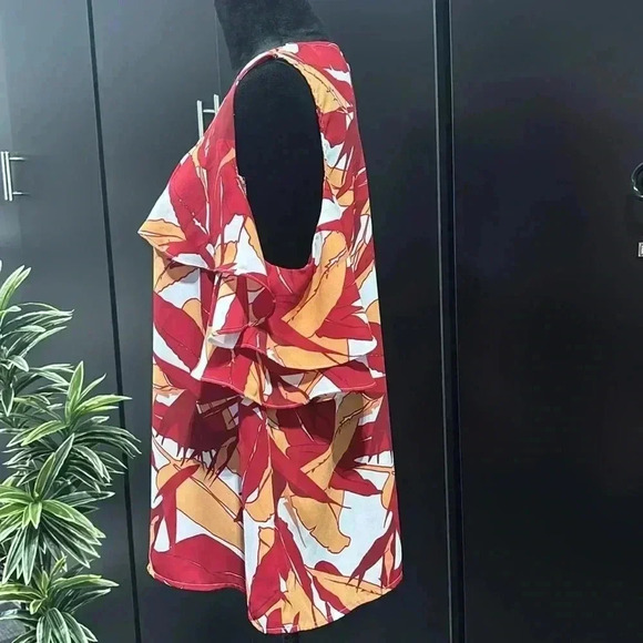 Liz Claiborne cold shoulder lightweight scoop ruffle neckline & sleeve top XL - Picture 4 of 11